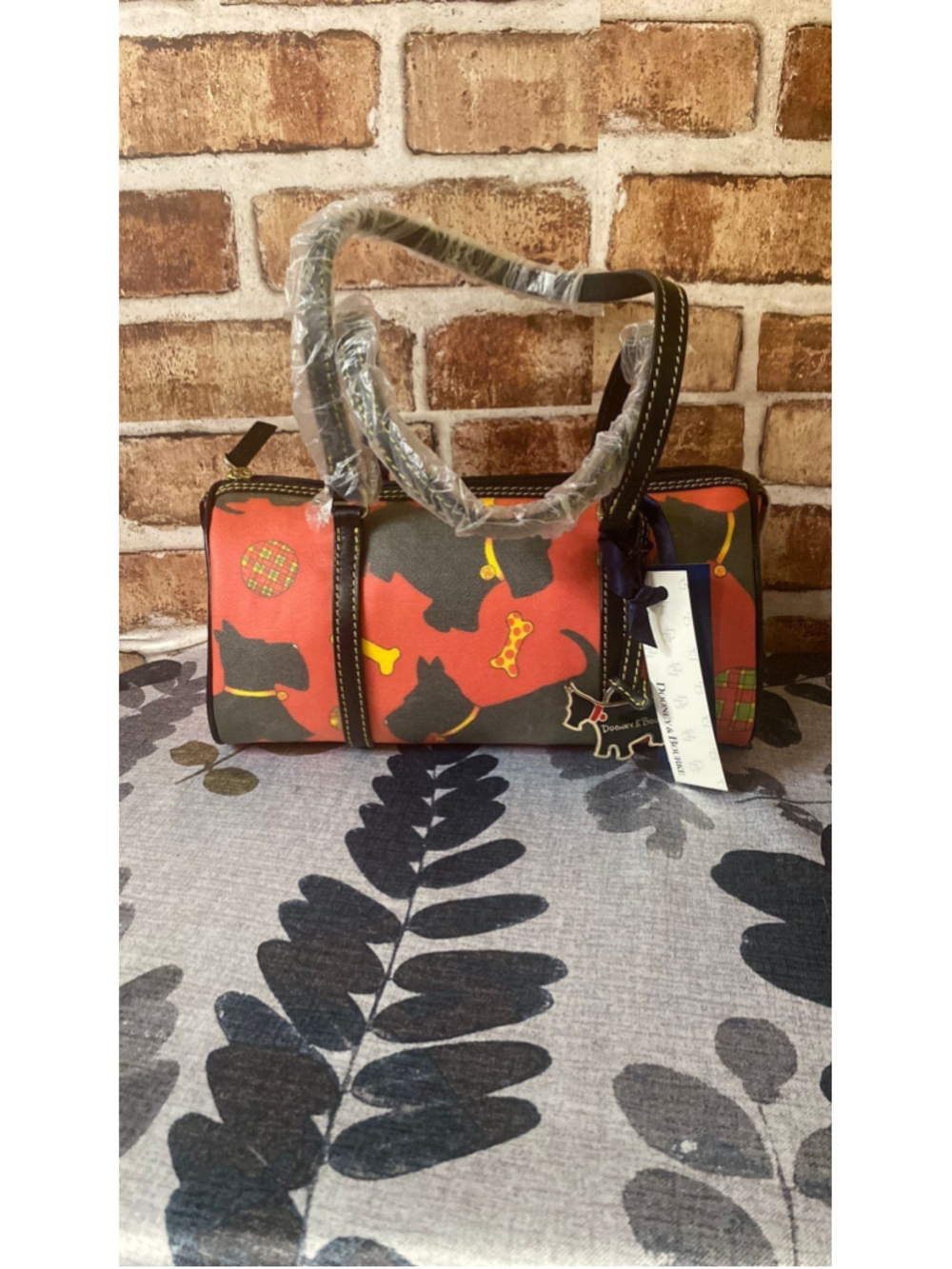 Bourke Scottie Dog Barrel Satchel nwt